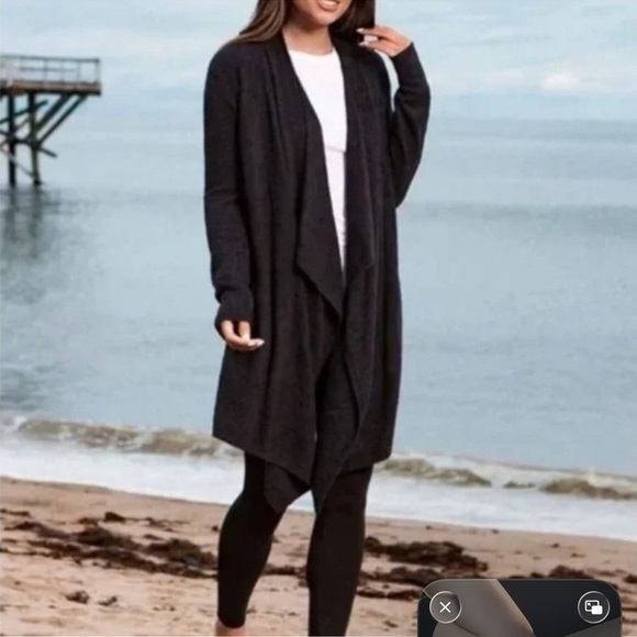 Barefoot Dreams Sweaters - Barefoot Dreams Black CozyChic Calypso Wrap Open Front Waterfall Cardigan S/M